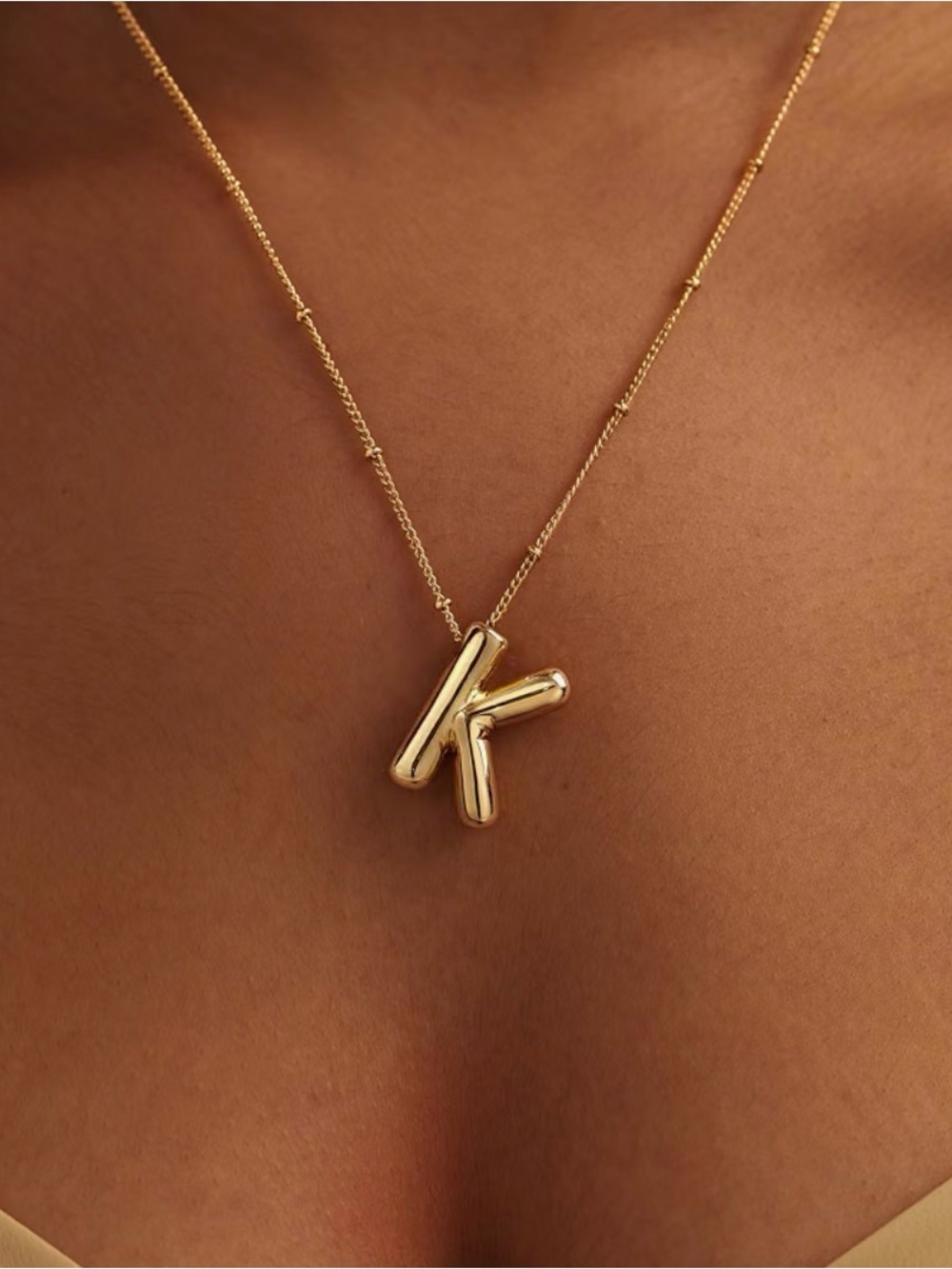 Gold Letter K Pendant Necklace - Women's Initial Jewelry